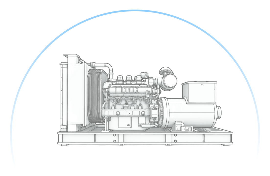 Smart diesel generator visual showing compact industrial design. Smart diesel generator visual showing compact industrial design.